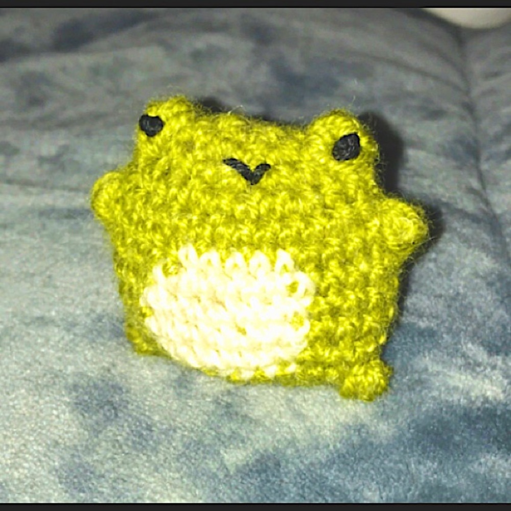 Mini Green Crochet frog plushie cute♡︎